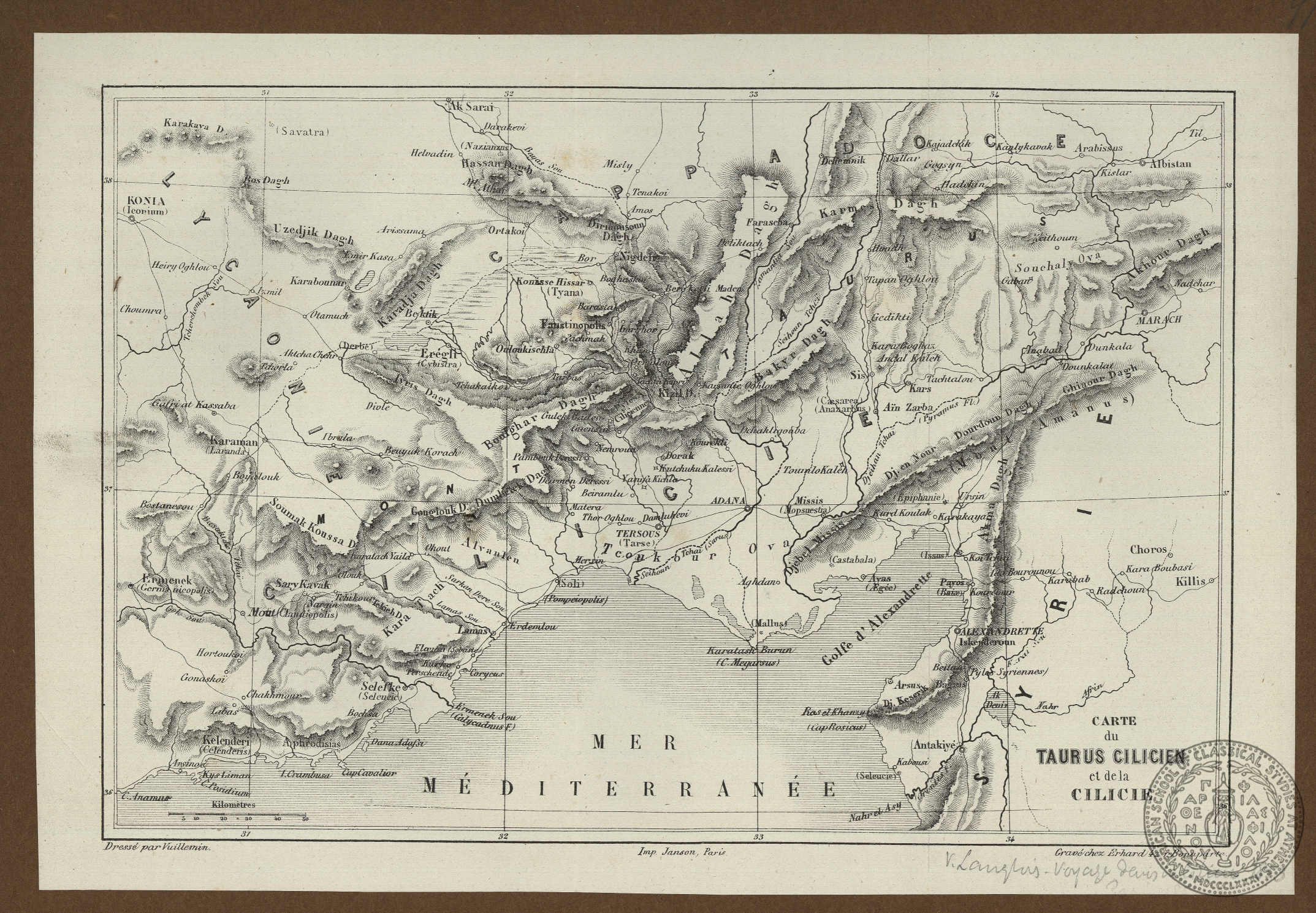Carte du Taurus Cilicien et de la Cilicie.